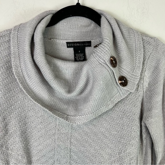 Design History Sweater  Womens Size small Gray Long Sleeve Cowl Neck Ribbed - Picture 3 of 7